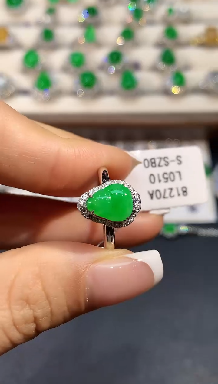 【闪购商品】翡翠18K金镶嵌戒指L0510