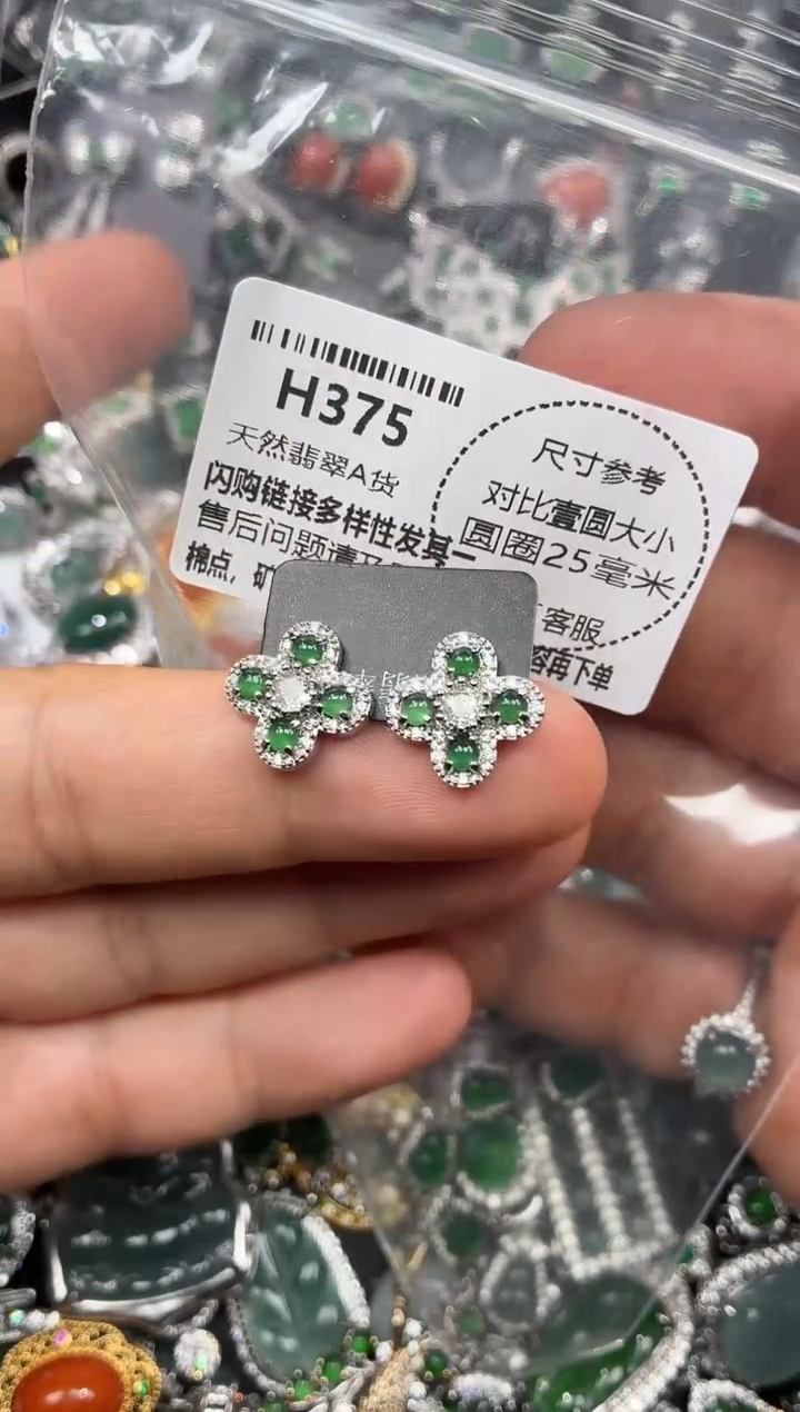 颈饰未镶嵌翡翠H375耳钉
