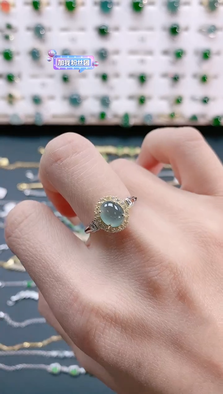 【闪购商品】翡翠戒指银S925镶嵌天然翡翠