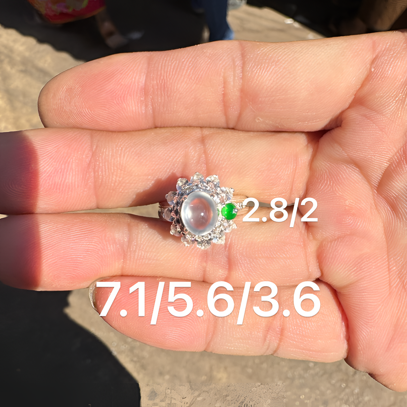 1215(小哪吒在源头)玻璃种翡翠黑钢戒面干净饱满杠味荧光足M120