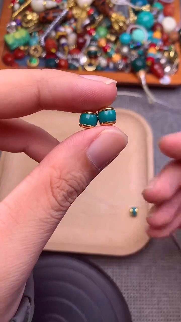 颈饰琉璃精工镶嵌汉堡珠卡6+mm 一对发