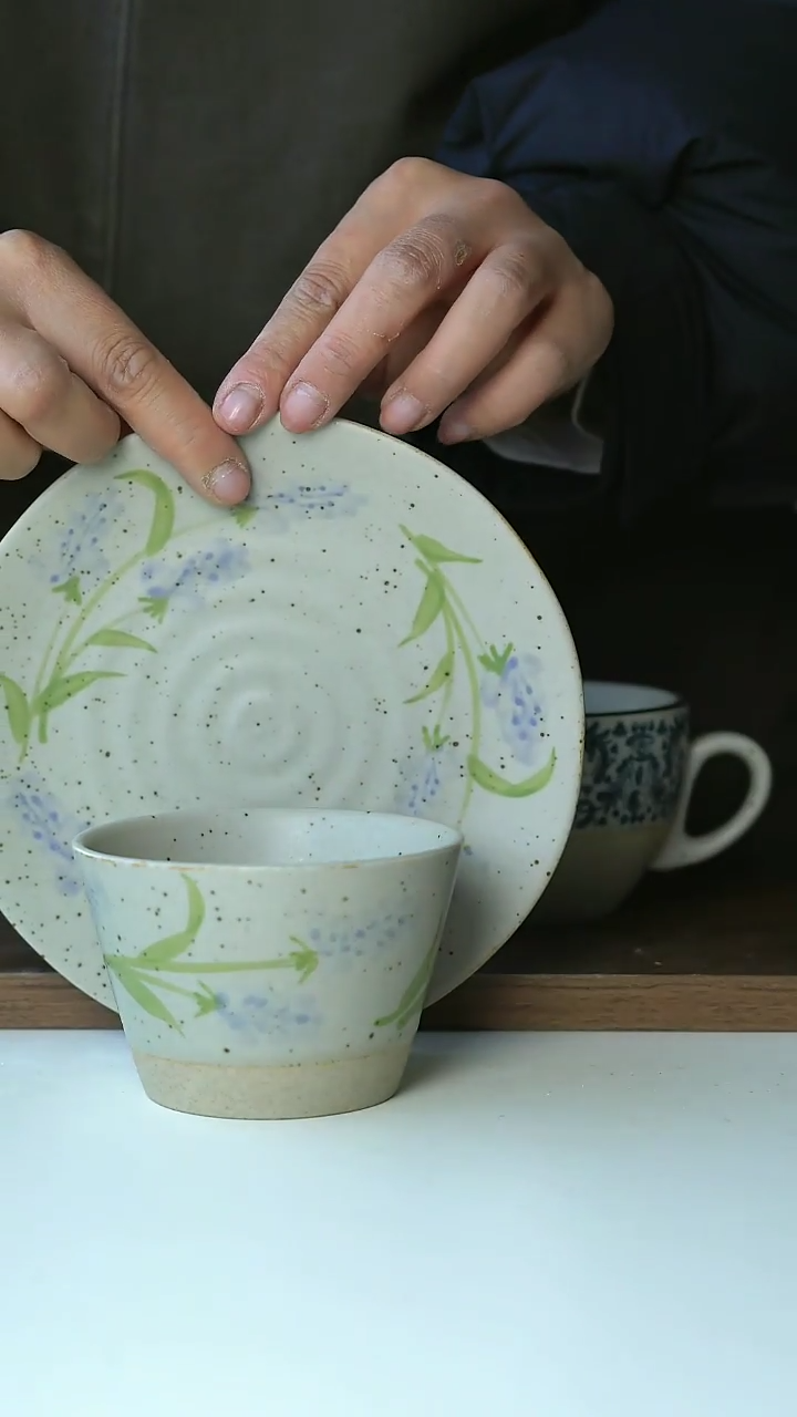 【闪购商品】陶瓷薰衣草220ml咖啡杯+甜品碟@4-2@