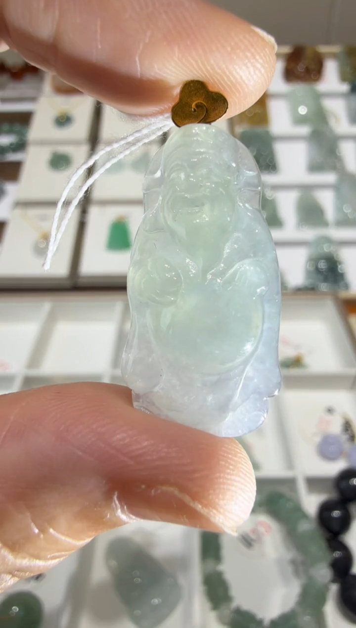 18K金镶嵌挂件翡翠A货翡翠多样性孤品