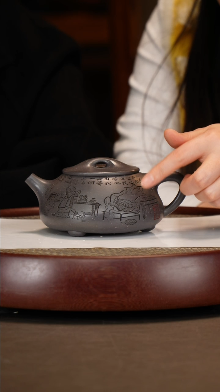 【闪购商品】紫砂茶壶乾青段景舟石瓢+十二生肖杯莲蓬杯350c