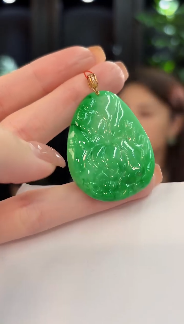 吊坠(不含链)18K金镶嵌翡翠 缅甸A货/支持复检/一件