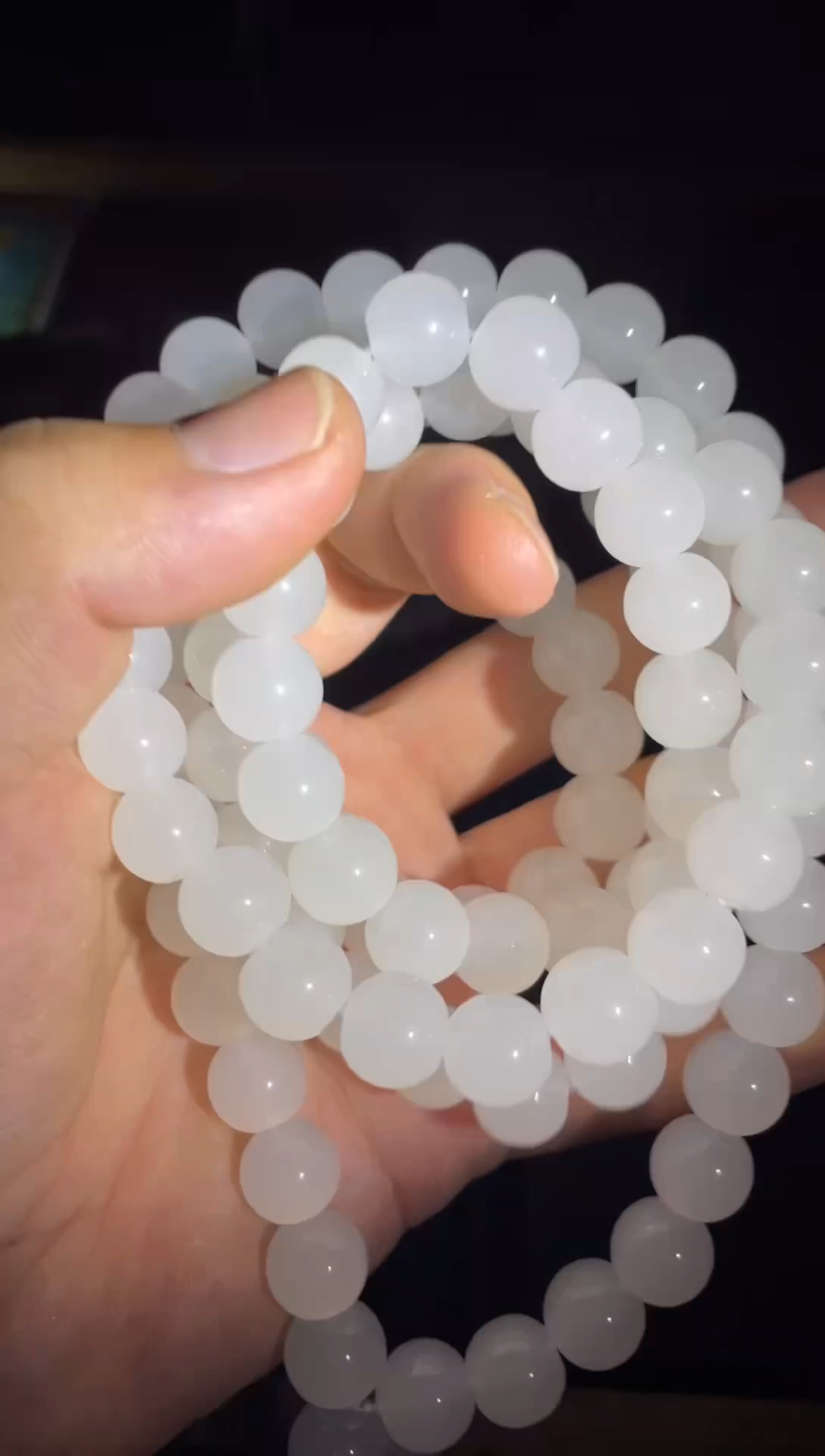 和田玉未镶嵌颈饰白玉108颗项链1件