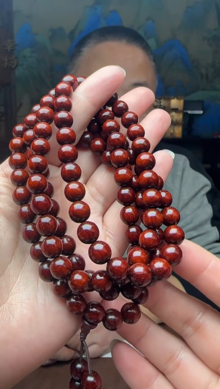 【闪购商品】小叶紫檀手串/手链0.8*108颗180度龙鳞纹多星老料