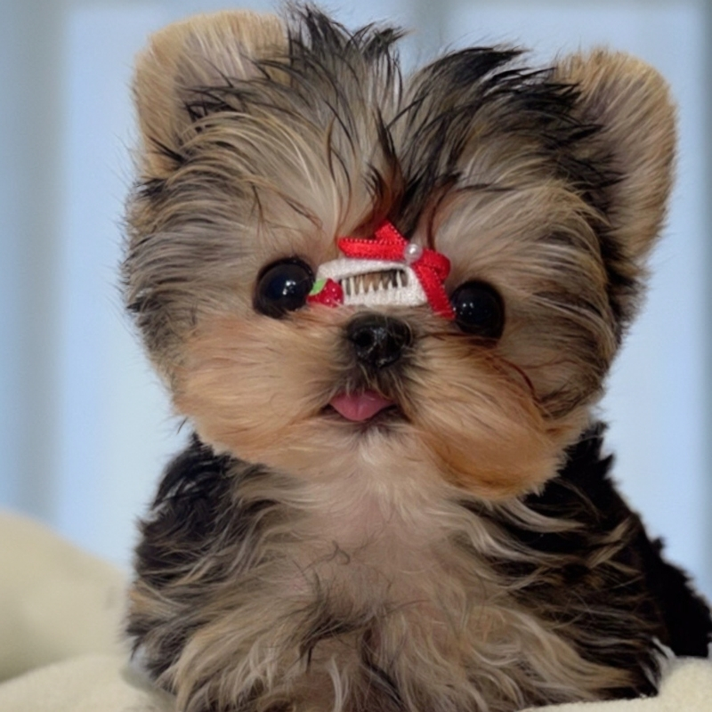 【九品】纯种约克夏幼犬狗狗超小体雪白银金头银背茶杯犬