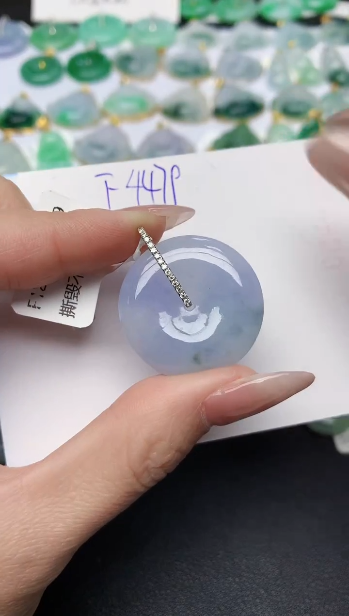 颈饰18K金镶嵌翡翠天然缅甸A货翡翠百元以上9元证书费自理