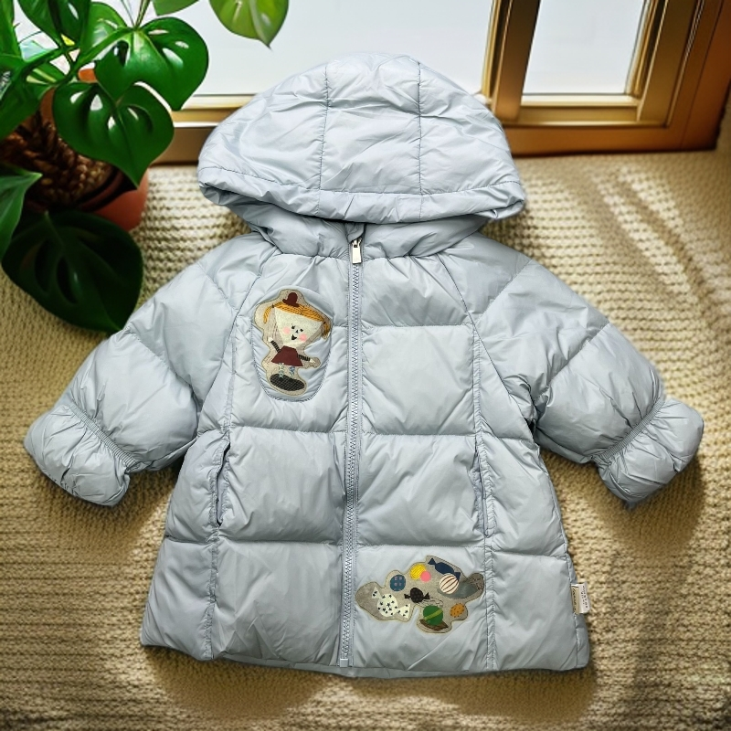 爱麻麻9042715女童90绒羽绒服儿童洋气韩范衣服日韩森系棉麻童装
