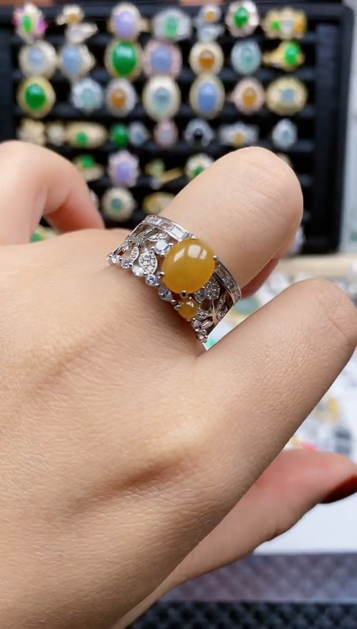 银S925镶嵌戒指翡翠459