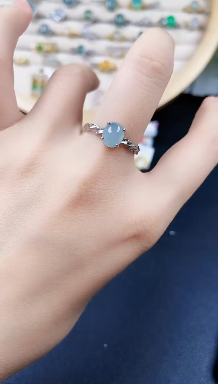 翡翠银S925镶嵌戒指4645654