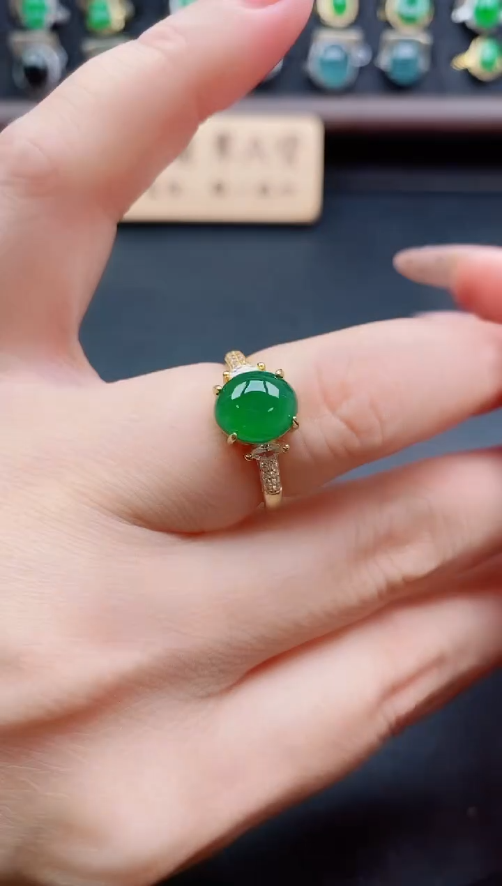 银S925镶嵌戒指翡翠1