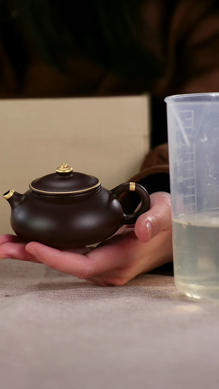 茶壶紫砂四号井茄皮紫泥描金小寒江130cc