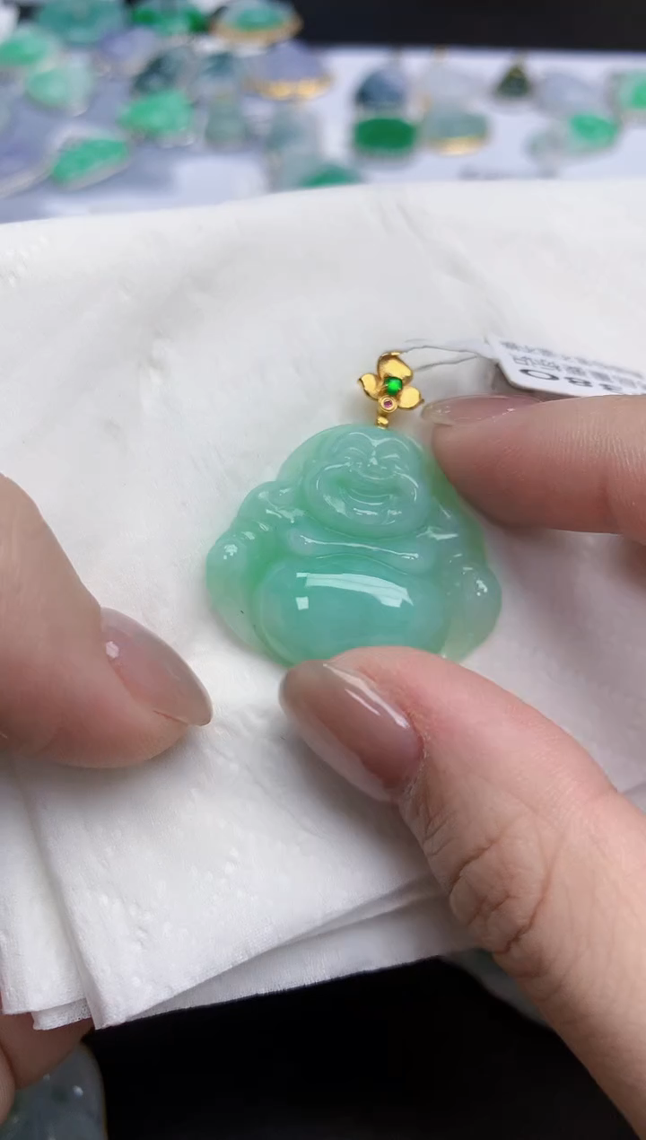 【闪购商品】翡翠颈饰18K金镶嵌天然缅甸翡翠A货