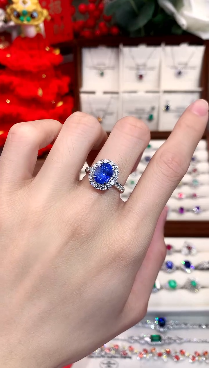 【闪购商品】蓝宝石戒指18K金镶嵌4.03ct/天然宝石/定金