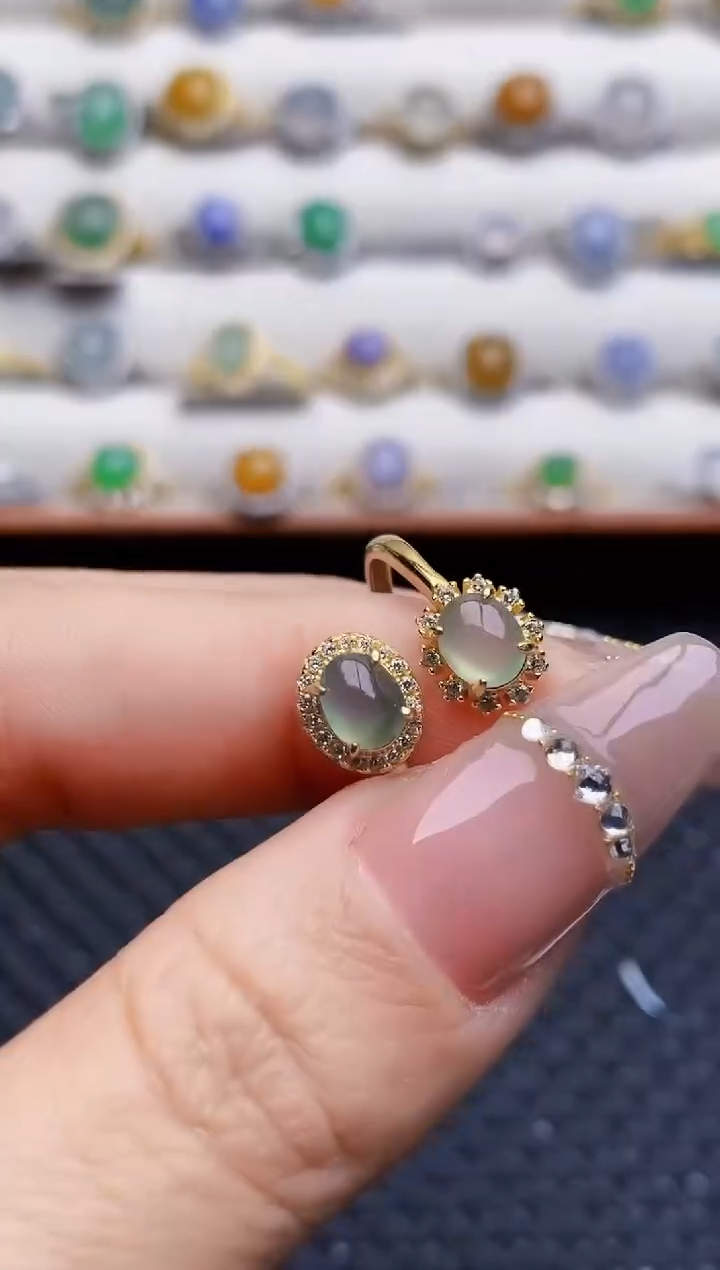 银S925镶嵌戒指翡翠6693