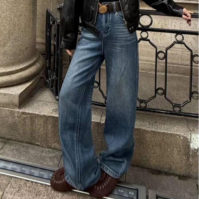 显瘦女秋冬牛仔裤高腰女韩系加绒裤子小众复古ins冬天里的暖宝宝