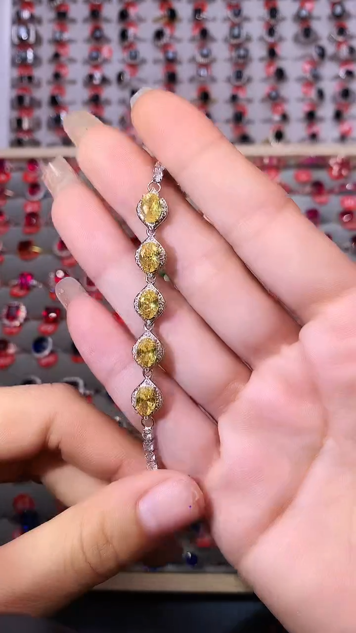 【闪购商品】黄晶手链银S925镶嵌1111111