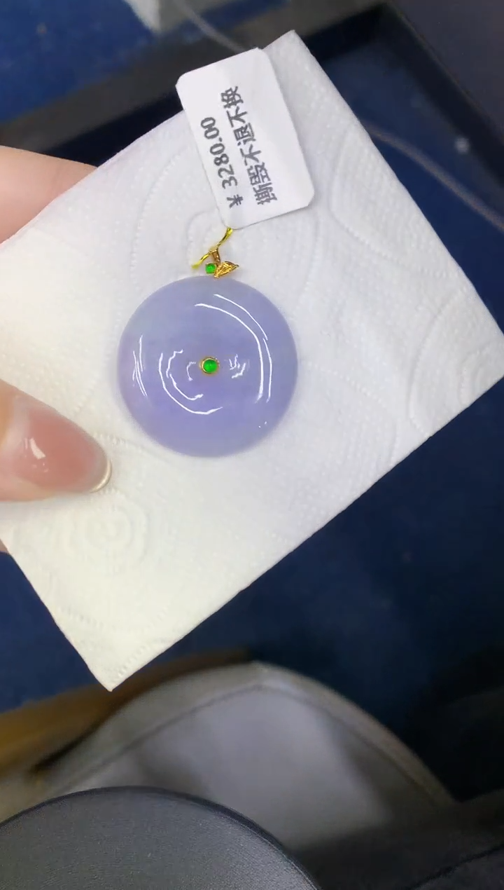 颈饰18K金镶嵌翡翠缅甸天然翡翠a货650