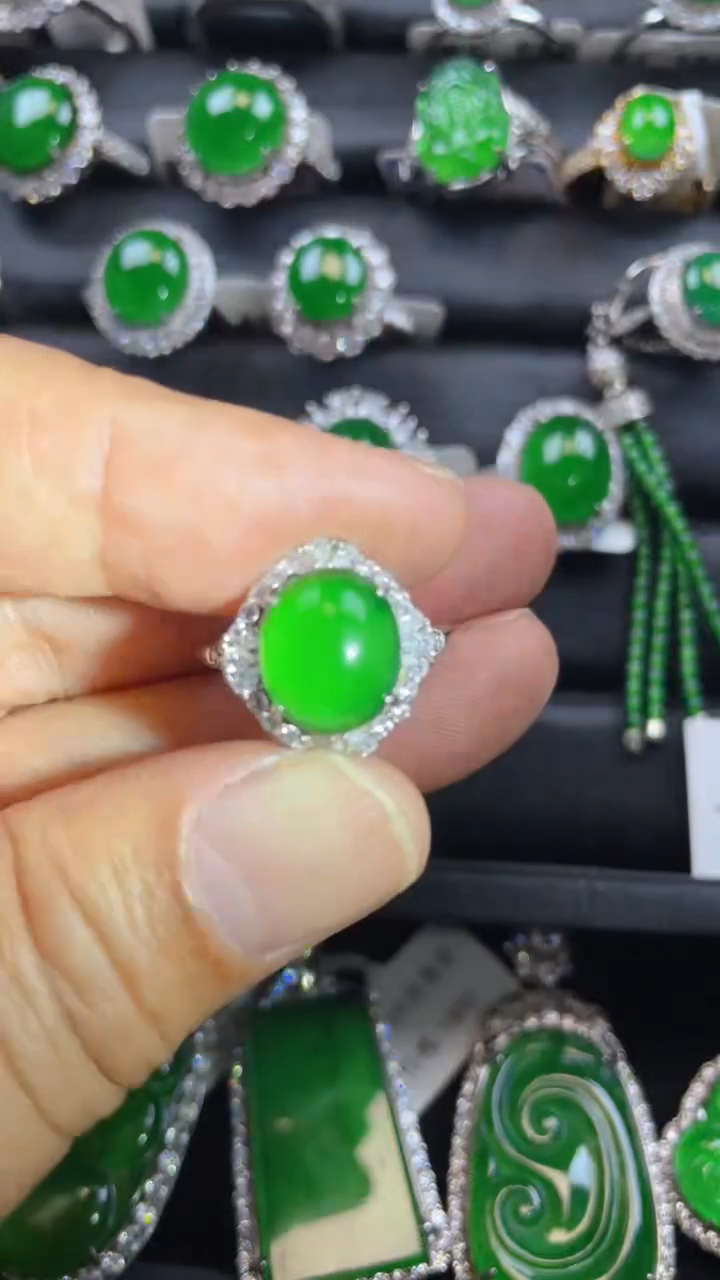 【闪购商品】翡翠戒指银S925镶嵌翡翠