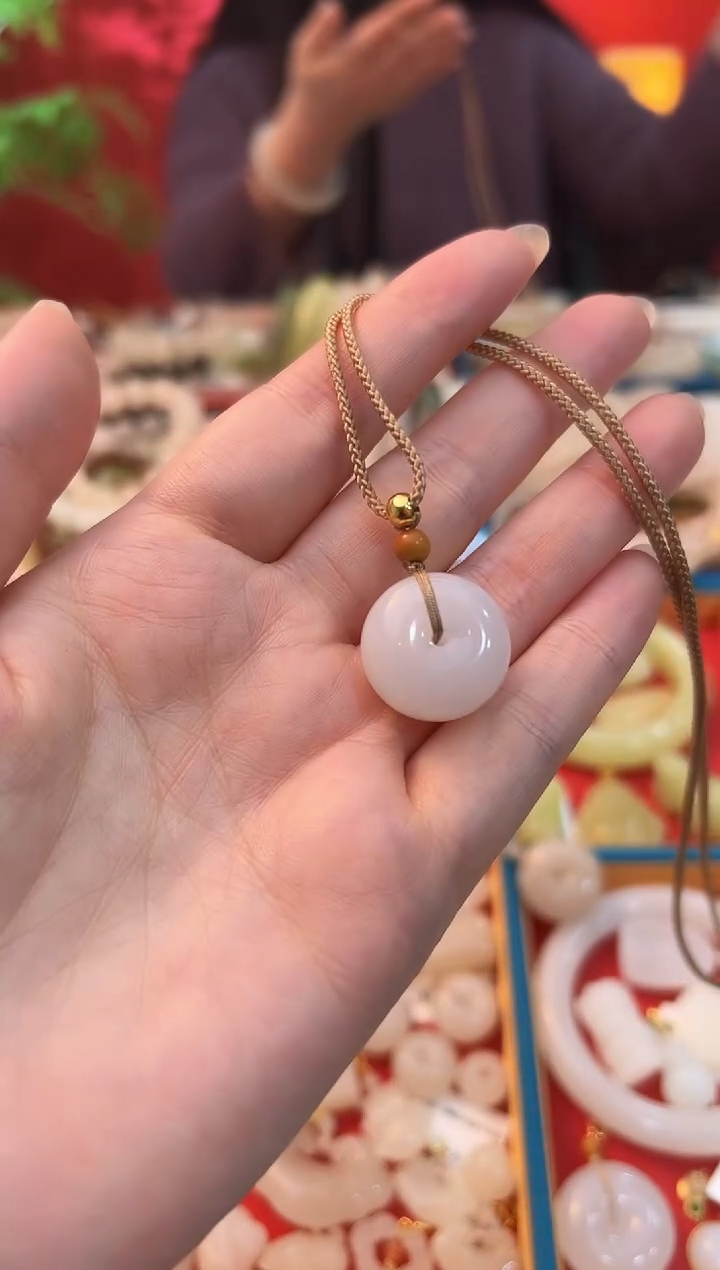 【闪购商品】和田玉吊坠未镶嵌白玉胖墩平安扣20mm