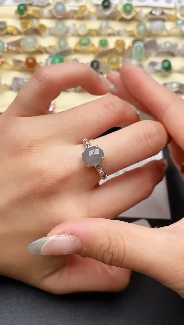 【闪购商品】翡翠戒指银S925镶嵌333333333+5