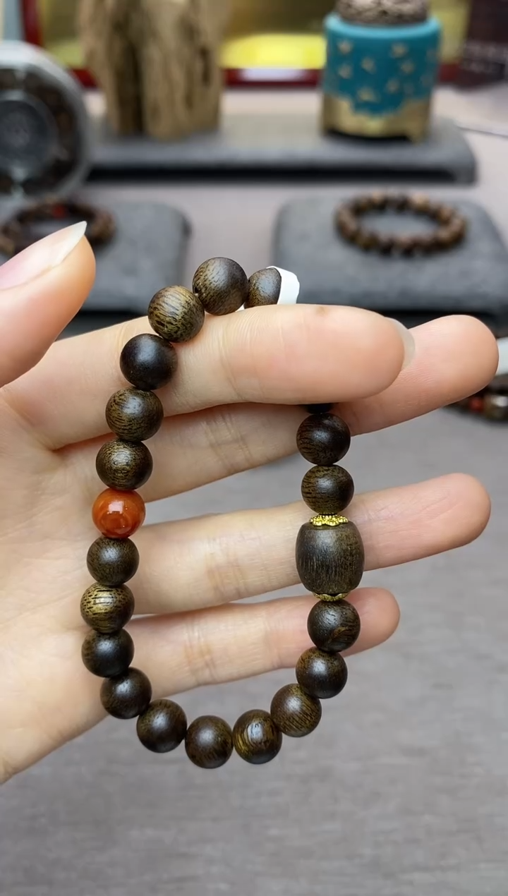 【闪购商品】沉香手串紫棋08+白棋单珠沉水老料