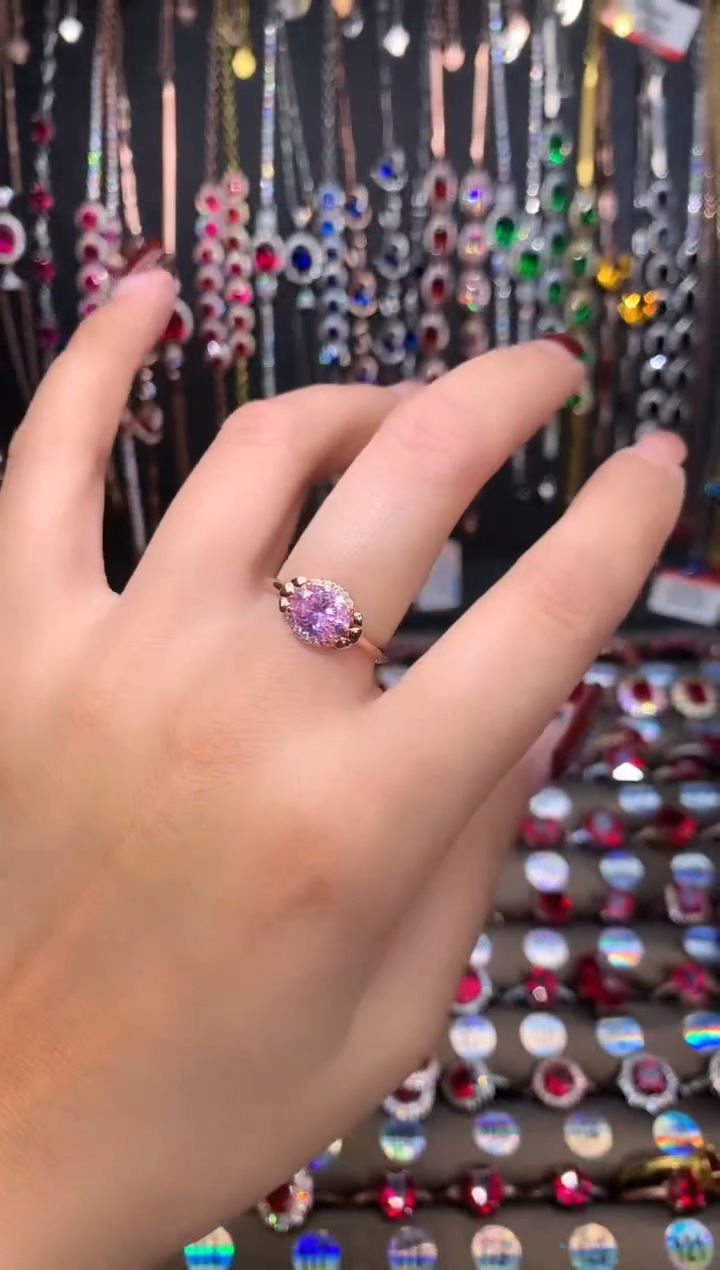 【闪购商品】蓝宝石戒指银S925镶嵌玫瑰金