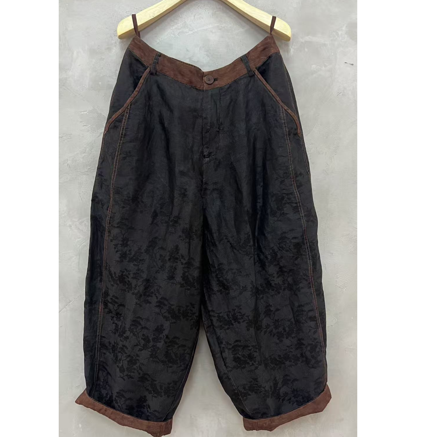 西子分享 3687 古蘭木  百搭 复古 宽松 提花【裤子】