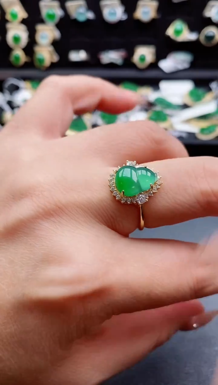 银S925镶嵌戒指翡翠1