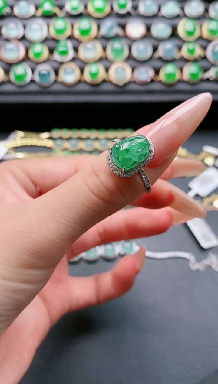 【闪购商品】翡翠戒指银S925镶嵌11111