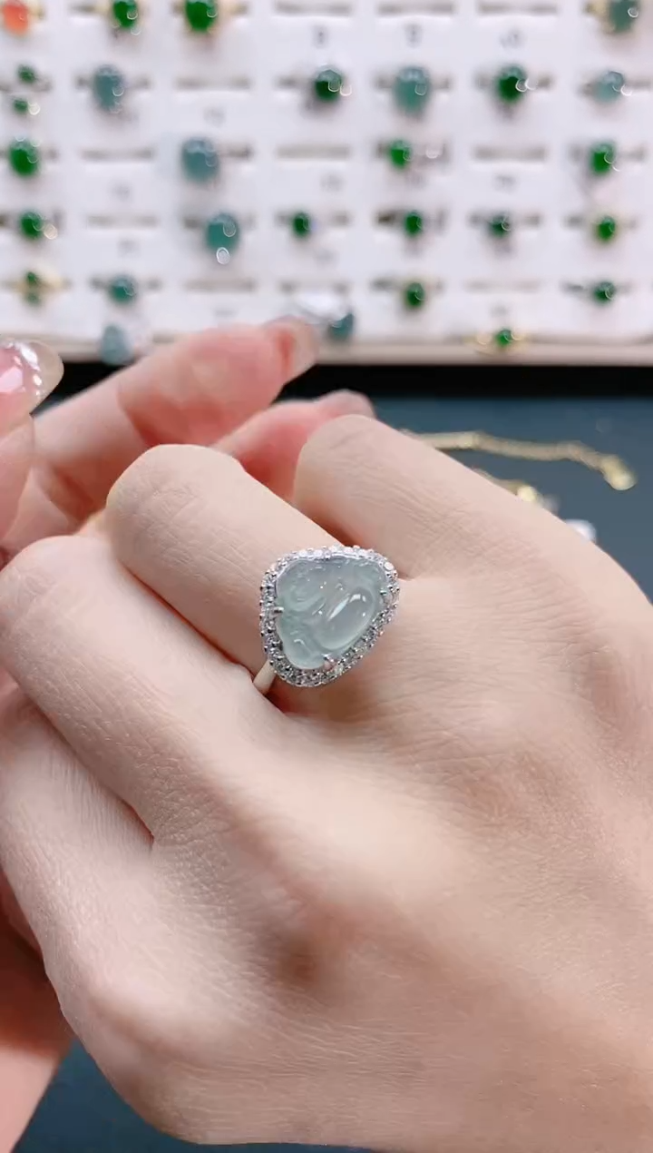 【闪购商品】翡翠戒指银S925镶嵌天然翡翠