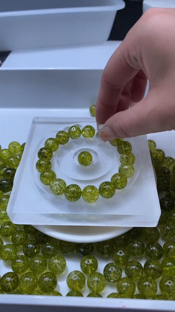 颈饰未镶嵌水晶w1681橄榄碧玺12mm*5颗