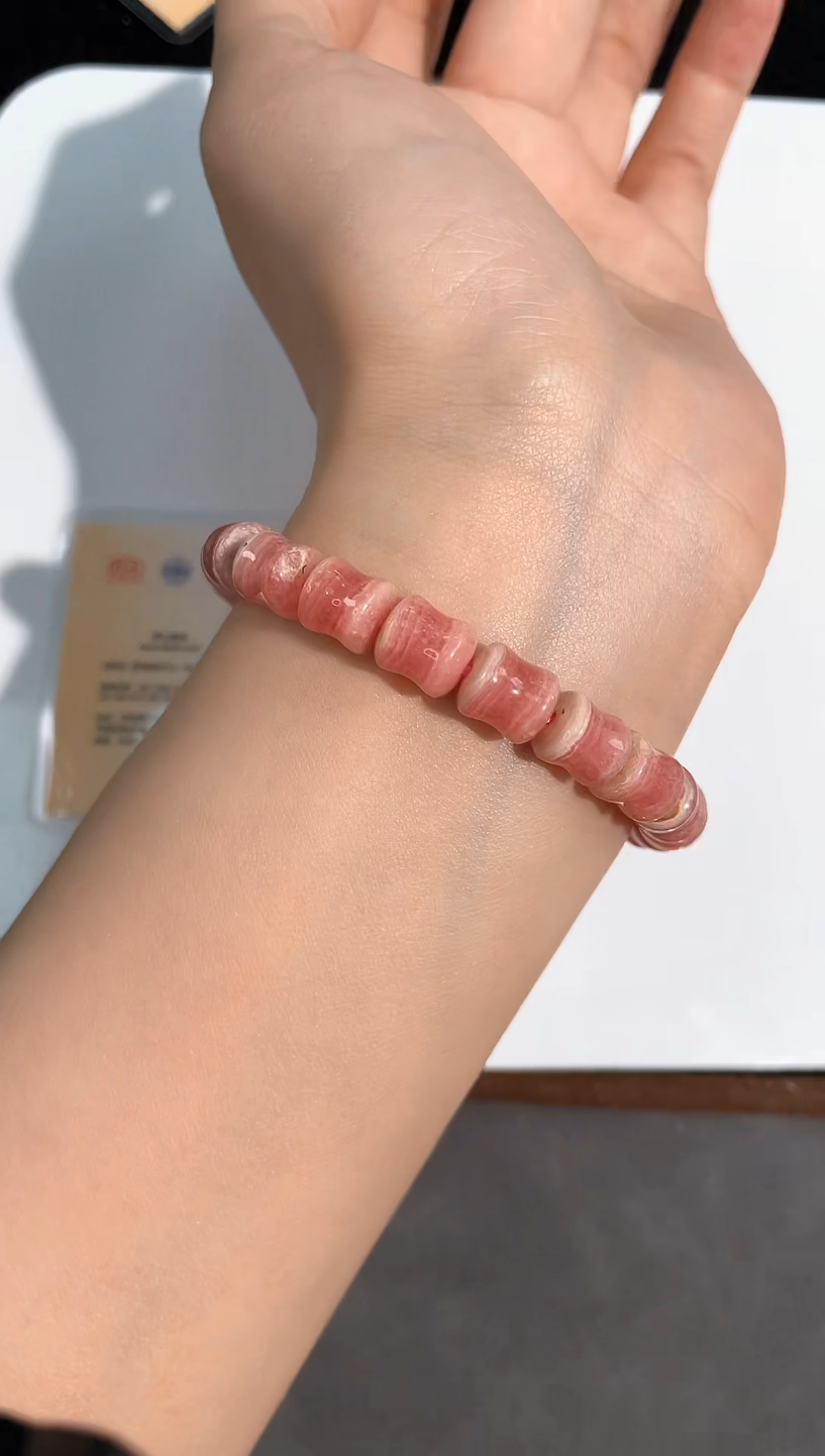 【闪购商品】菱锰矿（红纹石）未镶嵌手绳123号红纹石桶珠款8mm