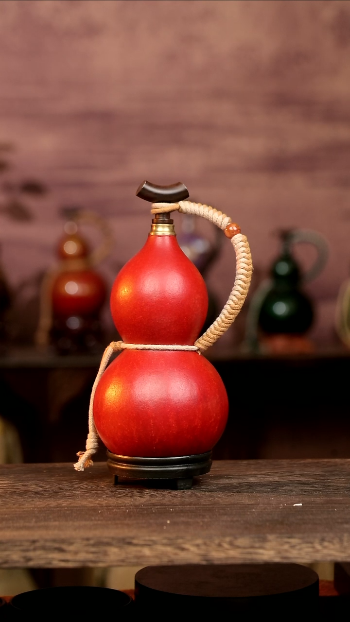 708号中药煮色  600ml左右 大漆葫芦水壶/酒壶 一物一拍