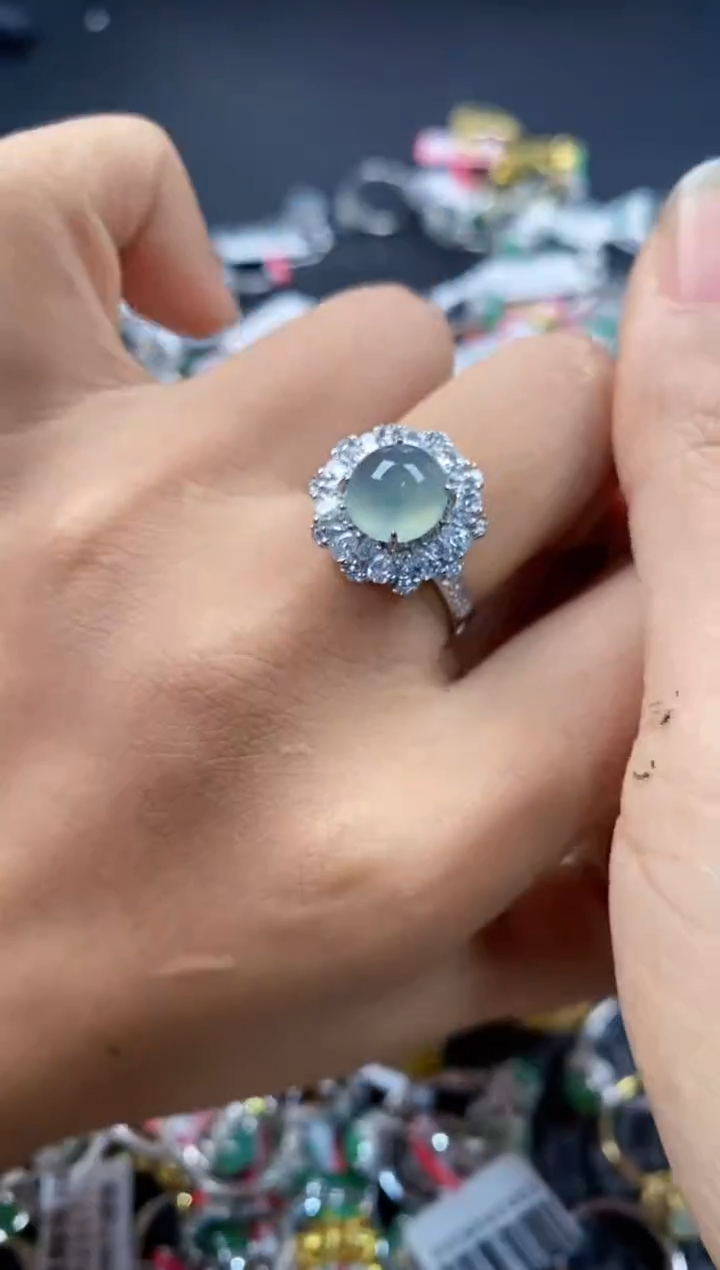 银S925镶嵌戒指翡翠222---4