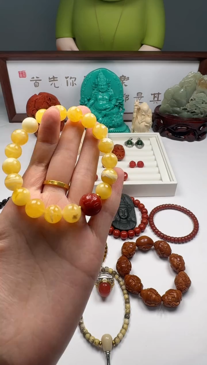 手串蜜蜡未镶嵌饭***喵手串 蜜蜡