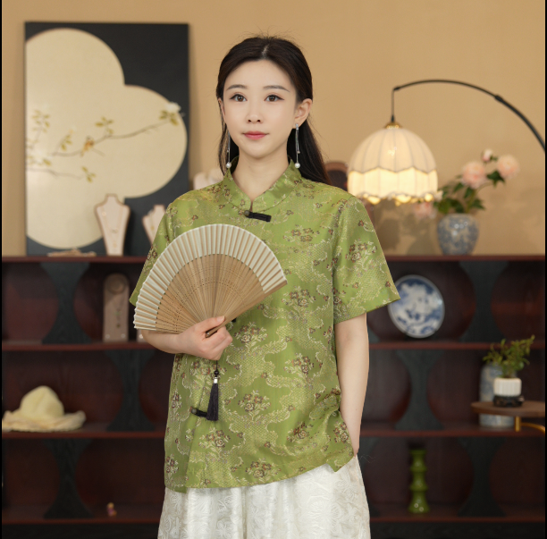 菁菁 2522 【梨花香】新中式复古小立领夏季衬衫