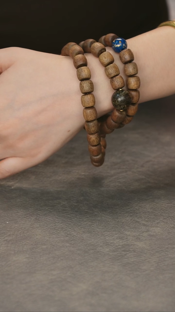 手串沉香芽庄白奇红土沉金丝玉化料1.0沉水多圈款