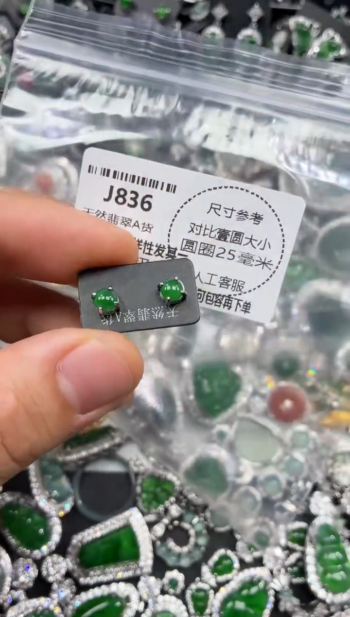 颈饰未镶嵌翡翠J836耳钉