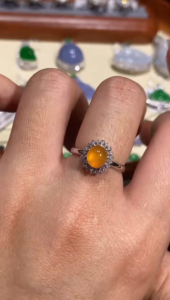 【闪购商品】翡翠戒指18K金镶嵌戒指