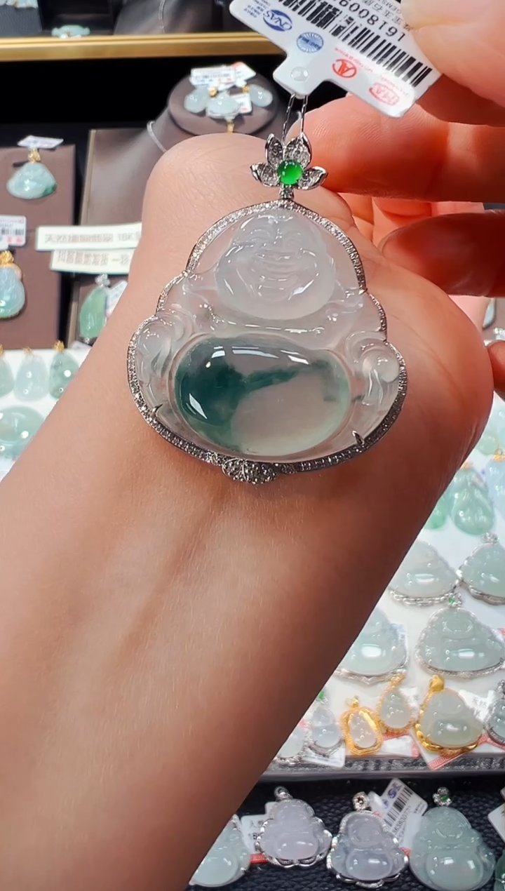 【闪购商品】翡翠吊坠(不含链)18K金镶嵌佛公吊坠959