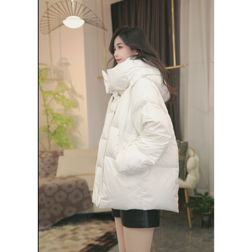 新款女士鸭绒服冬季泡芙羽绒服流行连帽轻盈时尚休闲百搭保暖潮流