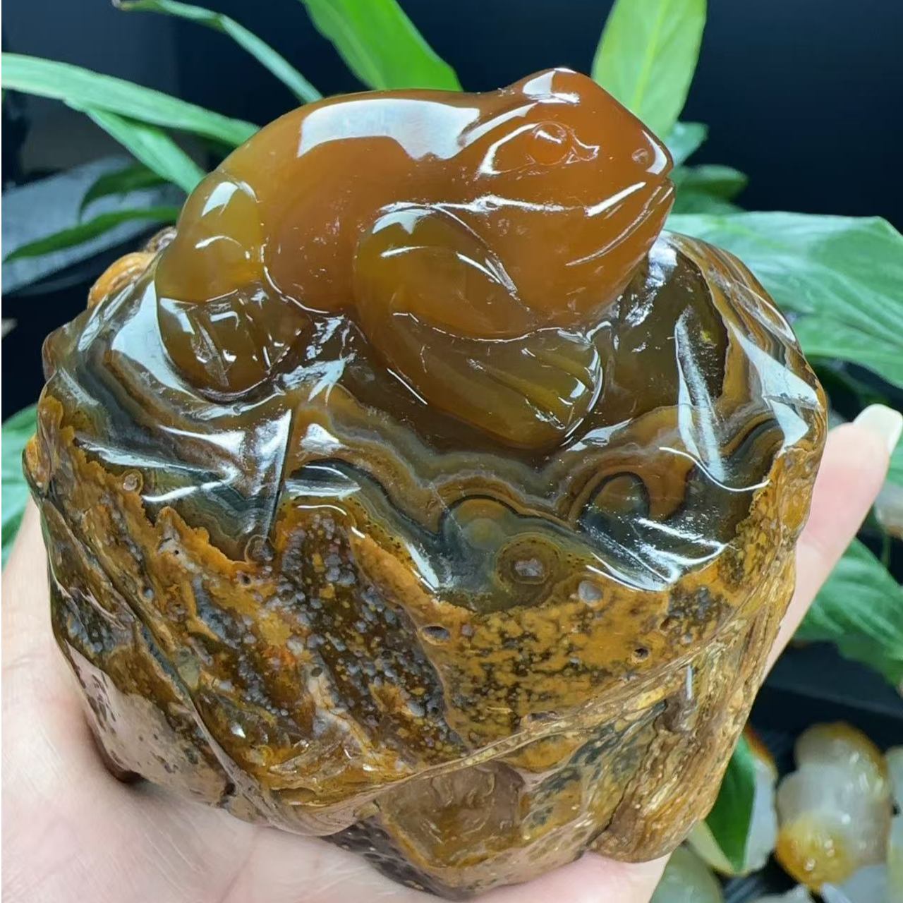 巴西进口远古老矿天然玛瑙简约个性手工雕刻摆件