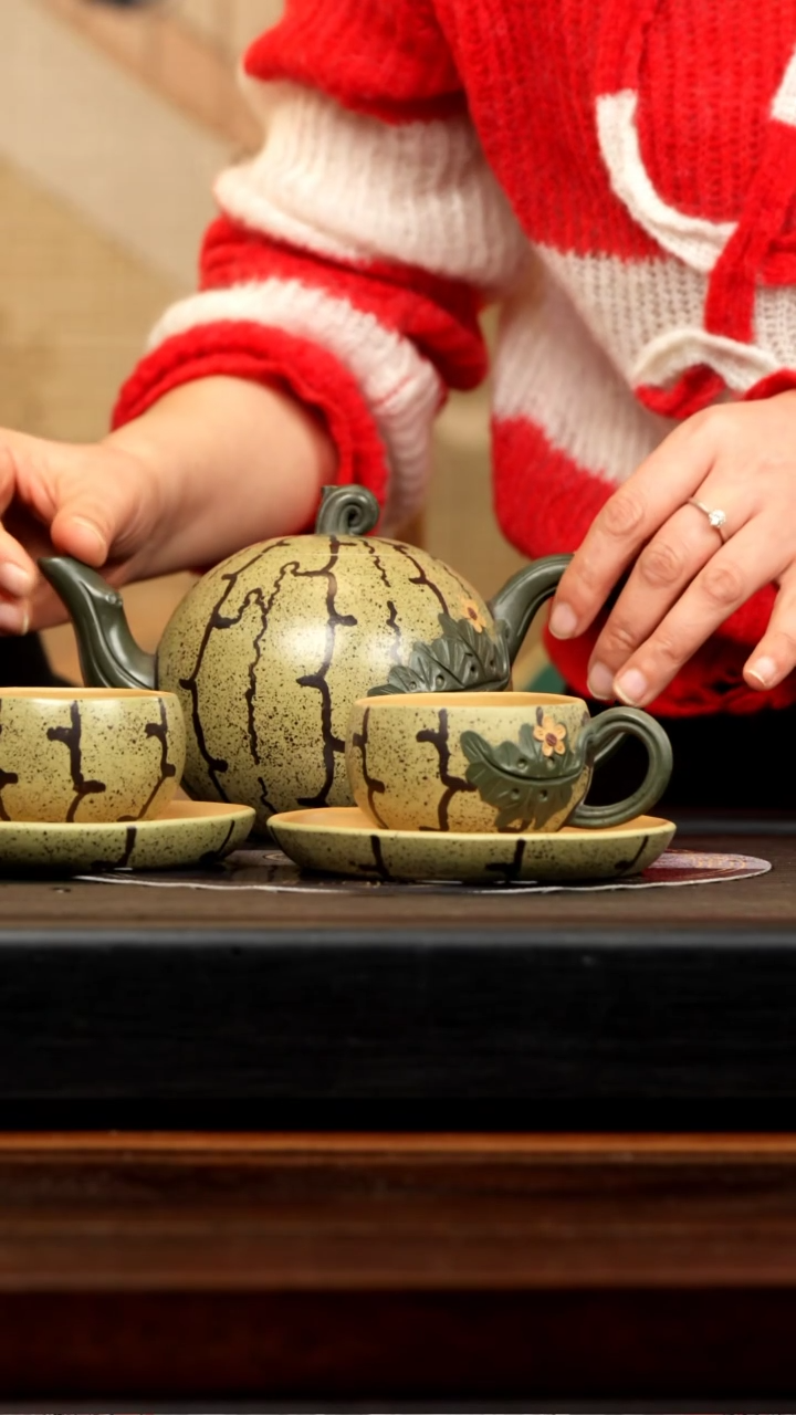 【闪购商品】紫砂茶壶YJB 多色工艺 西瓜套组