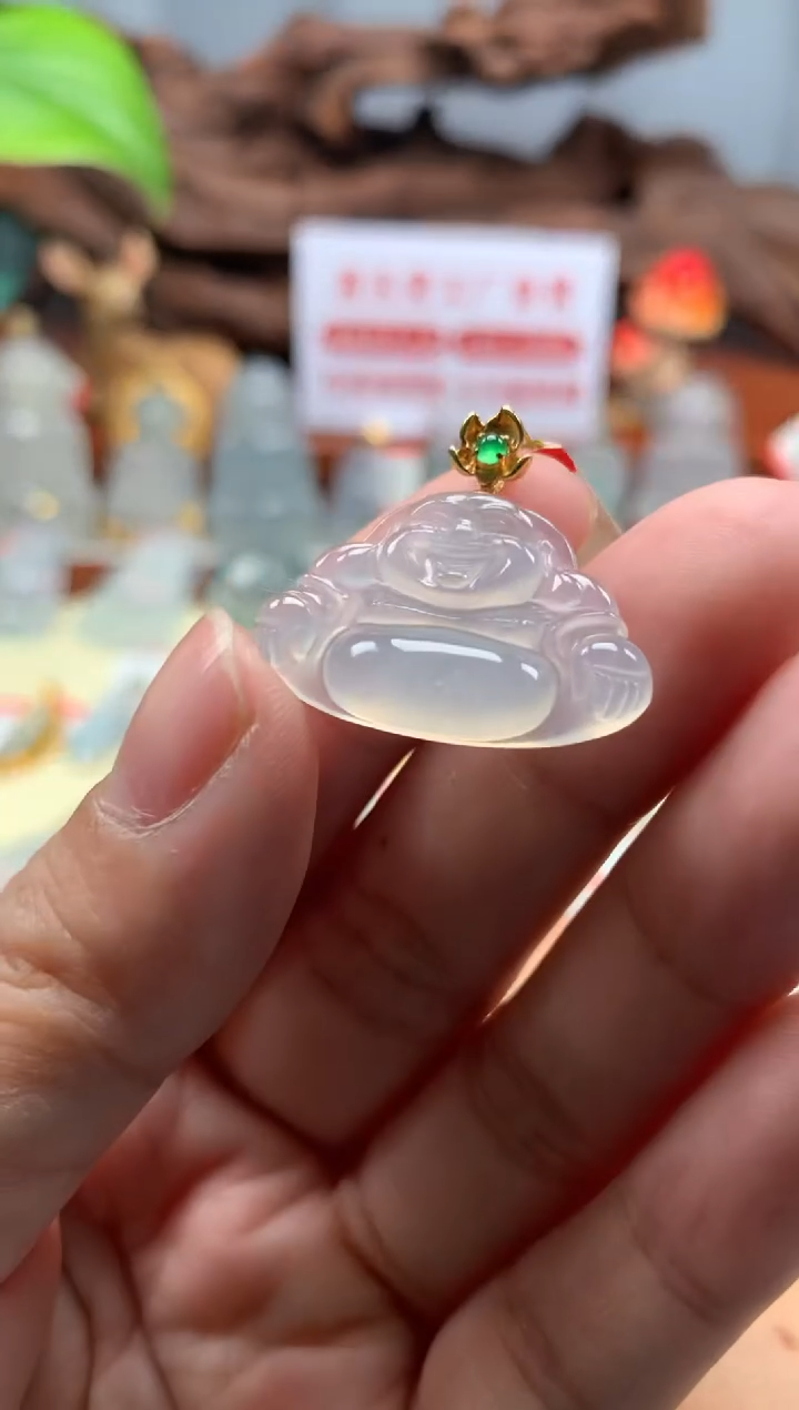 【闪购商品】翡翠颈饰18K金镶嵌佛公