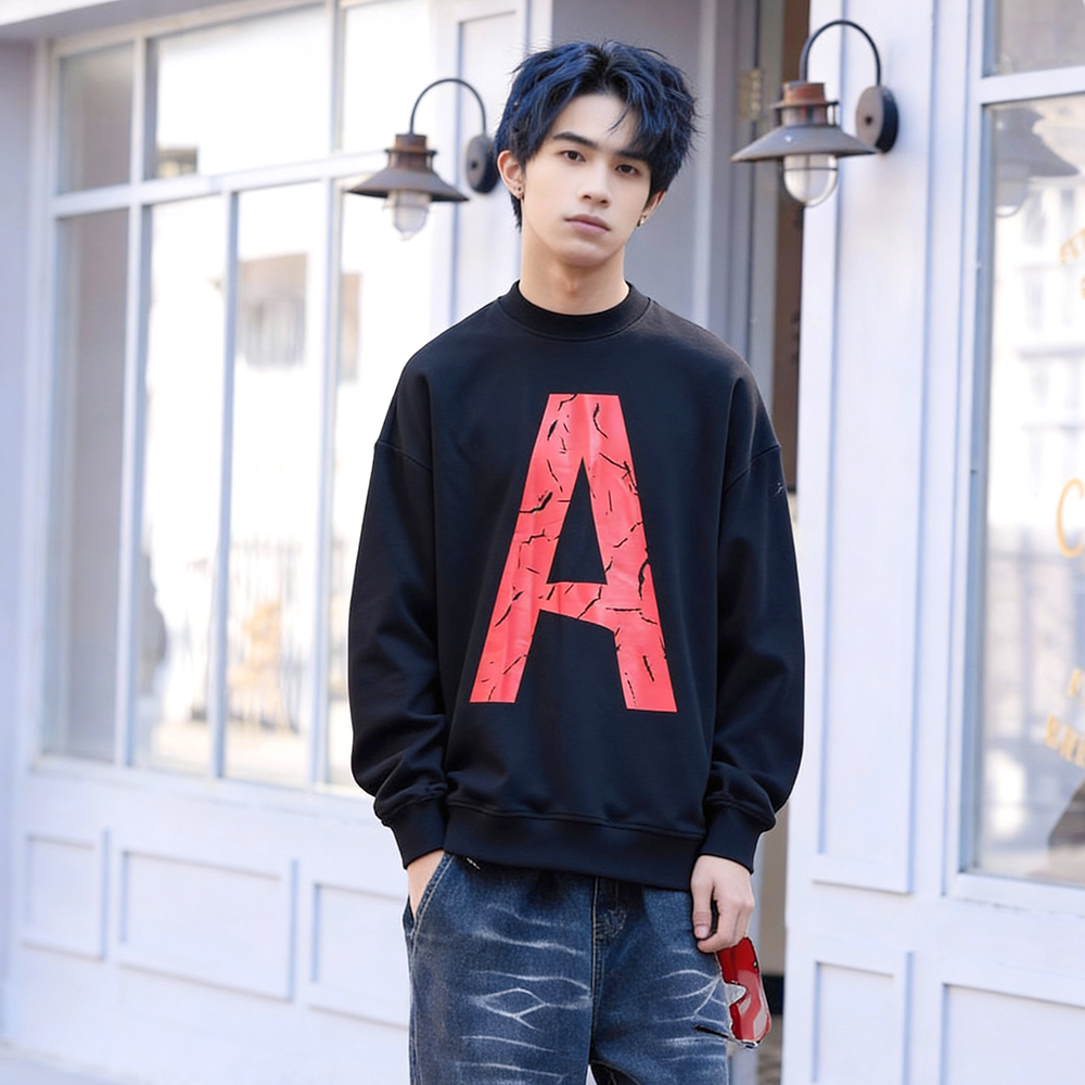 男童字母印花卫衣中大童圆领潮牌套头打底衫