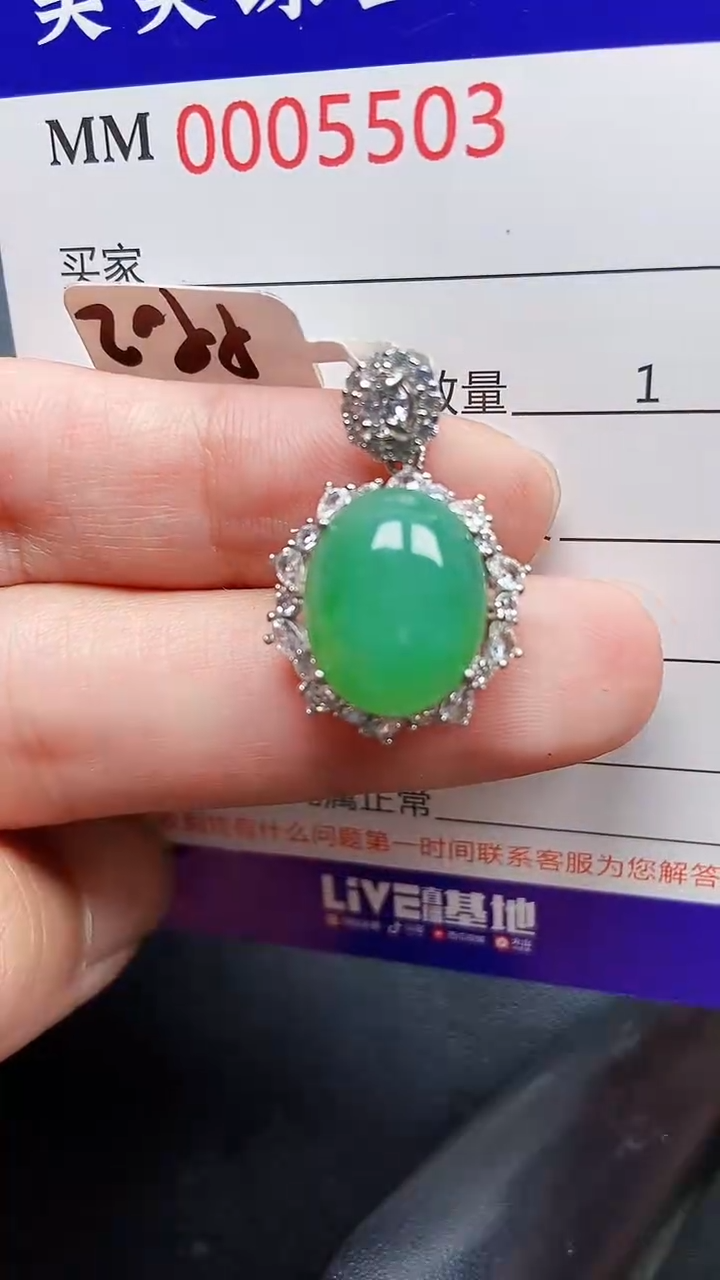 颈饰银S925镶嵌翡翠5503