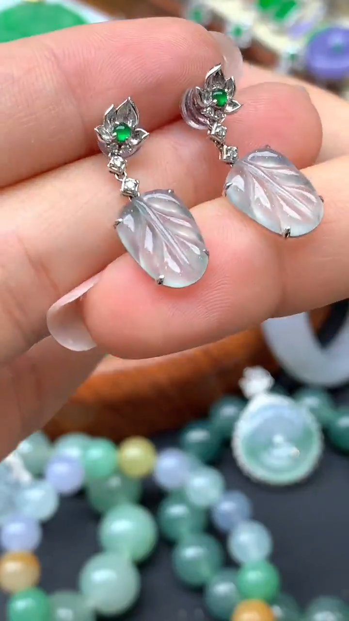 【闪购商品】翡翠耳饰18K金镶嵌190-天然翡翠